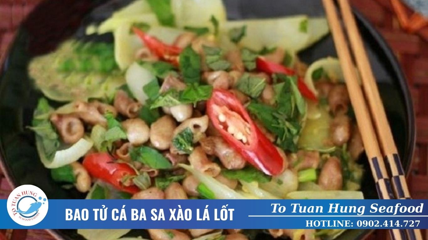 Bao tử cá ba sa xào lá lốt