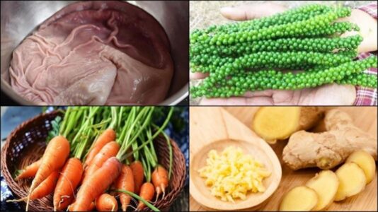 bao tử cá ngừ đại dương hầm tiêu xanh​